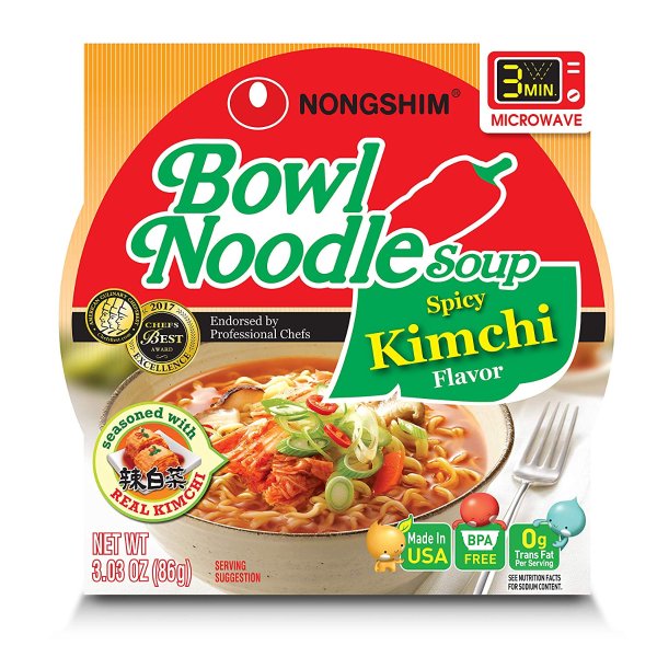 Bowl Noodle Soup, Kimchi, 3.03 Ounce (Pack of 4)
