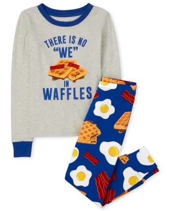 Boys Long Sleeve 'There is No We In Waffles' Breakfast Snug Fit Cotton Pajamas | The Children's Place - EDGE BLUE