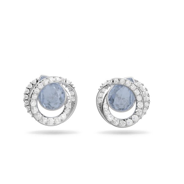 Generation pierced earrings, Blue, Rhodium plated by SWAROVSKI