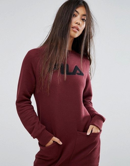Petite Oversized Sweater Dress With Logo And Pocket Detail at asos.com