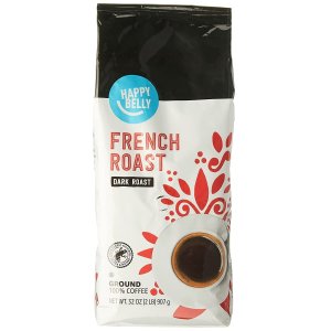 Amazon Brand - Happy Belly French Roast Ground Coffee, Dark Roast, 32 Ounce