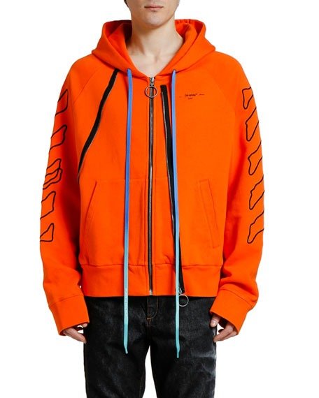 Men's Abstract Arrows Double-Zip Hoodie Sweatshirt