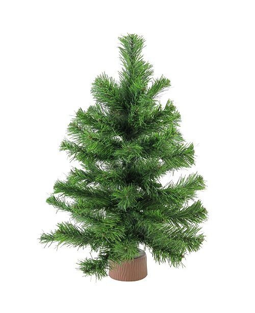 18" Mini Pine Artificial Christmas Tree in Faux Wood Base - Unlit