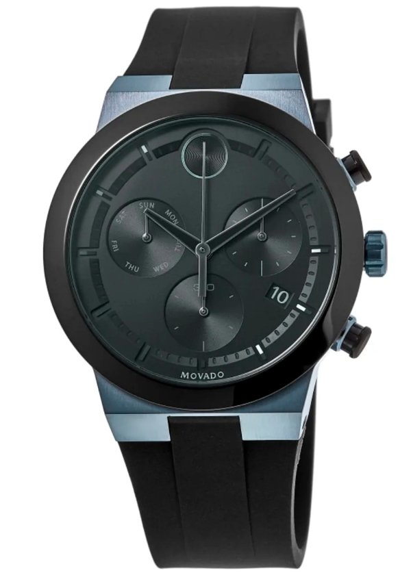 Bold Fusion Black Chronograph Dial Black Silicone Strap Men's Watch 3600713
