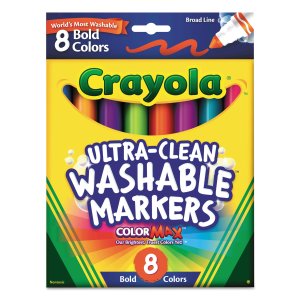 Crayola Washable Markers, Broad Point, Bold Colors, 8/Set