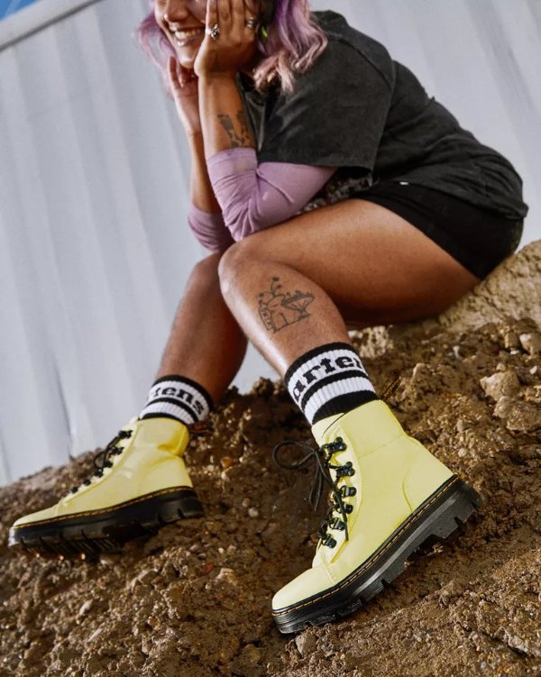 Combs Women's Nylon & Leather Casual Boots in Lemon Yellow | Dr. Martens