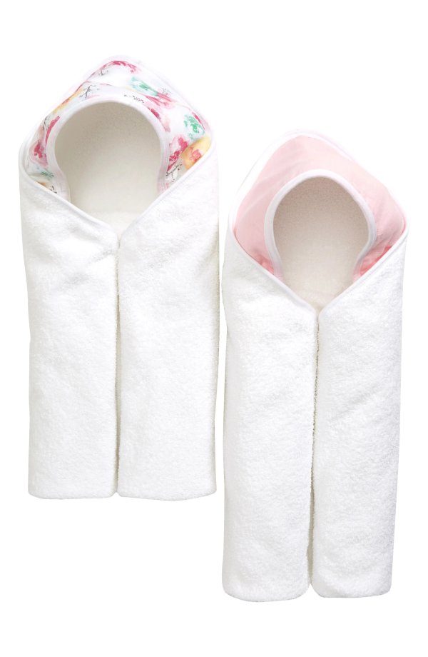 婴儿有机棉浴巾两条