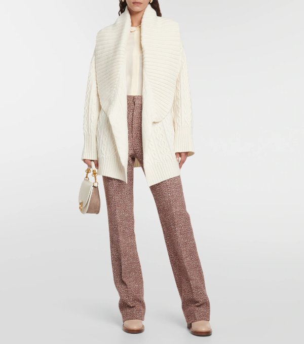 Belted wool and cashmere cardigan