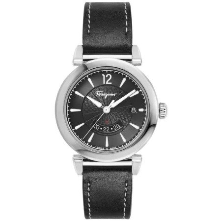 Black Dial Black Leather Strap Men's Watch F44010017