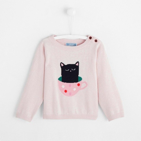 Toddler girl Intarsia cat sweater