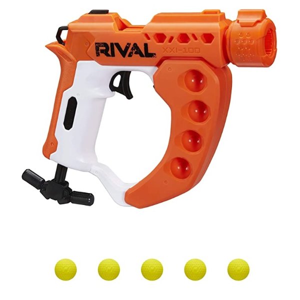 Rival Curve Shot -- Flex XXI-100 Blaster -- Fire Rounds to Curve Left, Right, Downward or Fire Straight -- 5 Rival Rounds