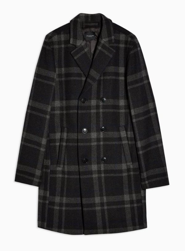 SELECTED HOMME Recycled Wool Blend Double Breasted Coat