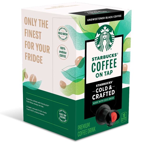 - RTD Coffee Cold & Crafted On Tap, Unsweetened Black Coffee, 72oz, 6 Servings, Green