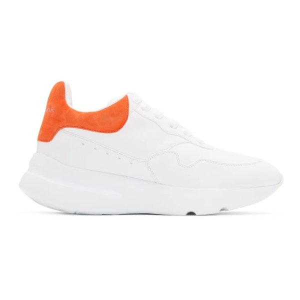 - White & Orange Oversized Runner Sneakers