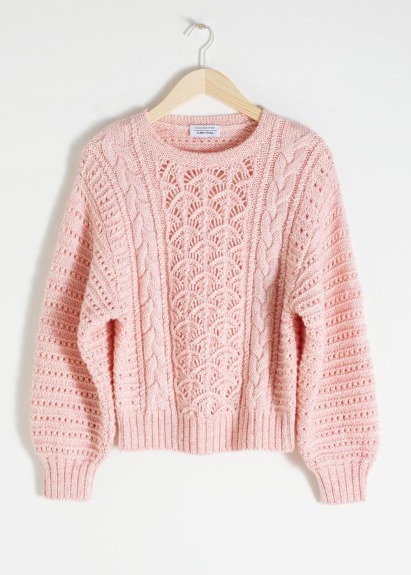 Wool Blend Cable Knit Sweater