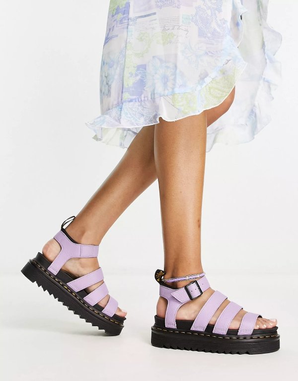 Blaire 3 strap sandals in lilac