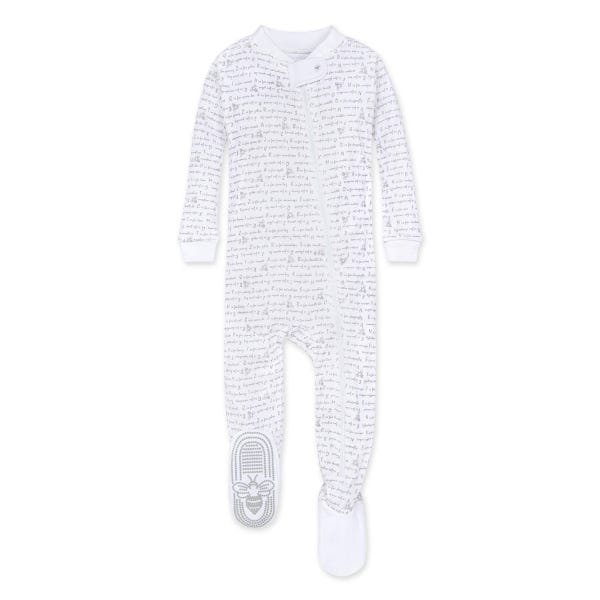 Alphabet Bee Organic Baby Zip Front Snug Fit Footed Pajamas