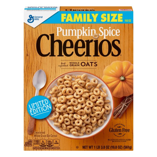 Pumpkin Spice Cheerios, Gluten Free, Cereal with Oats 19.8oz Box