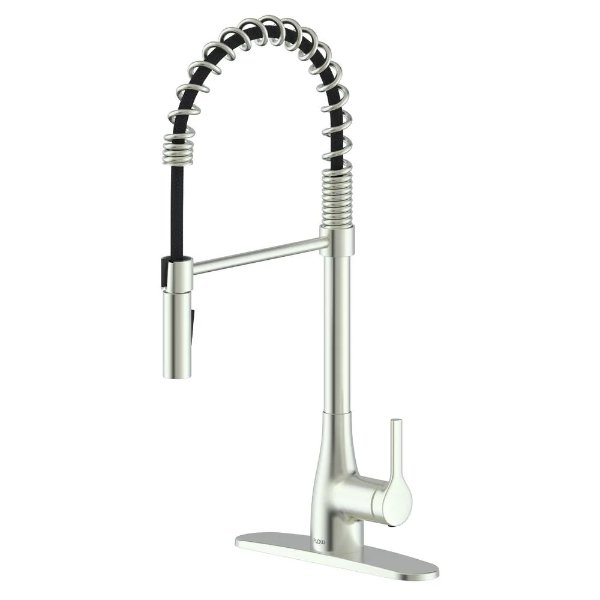 Classic Series Single-Handle Pull-Down Spring Neck Sprayer Kitchen Faucet in Brushed Nickel