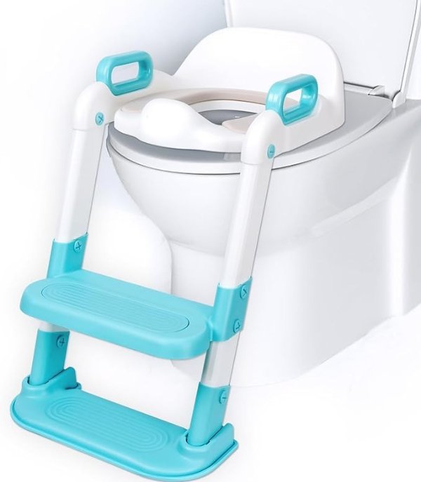 Potty Training Seat with Step Stool Ladder, Potty Training Toilet For Boys Girls, Adjustable Potty Training Toilet Seat, Comfortable Safe Toddler Potty Seat For Toilet with Anti-Slip Pads (Blue)