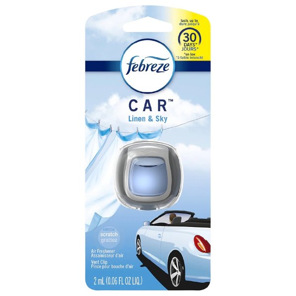 Car Odor-Eliminating Air Freshener Vent Clip Linen & Sky