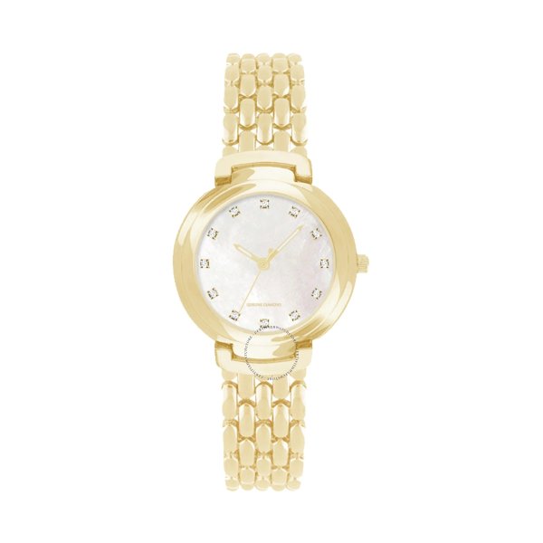 Ladies Fashion Luxury Watch 1 / 10 Ct. Diamond Accent Quartz Movement Mother Of Pearl Dial es 12954G-18-E27