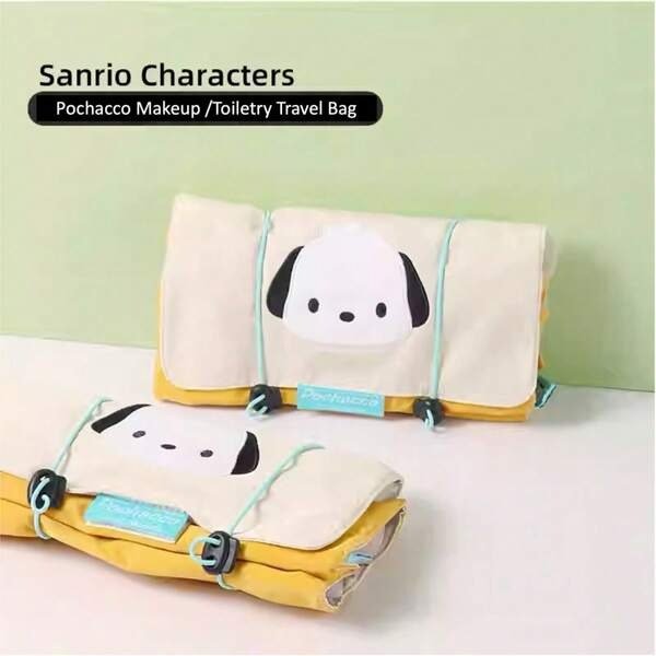 Miniso Sanrio Cosmetic Bag Pochacco Design Folding Makeup Bag Dual Use Toiletry Storage Bag