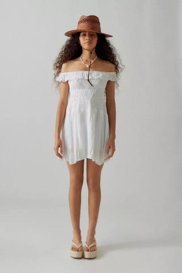 UO Aubrey Off-The-Shoulder Mini Dress