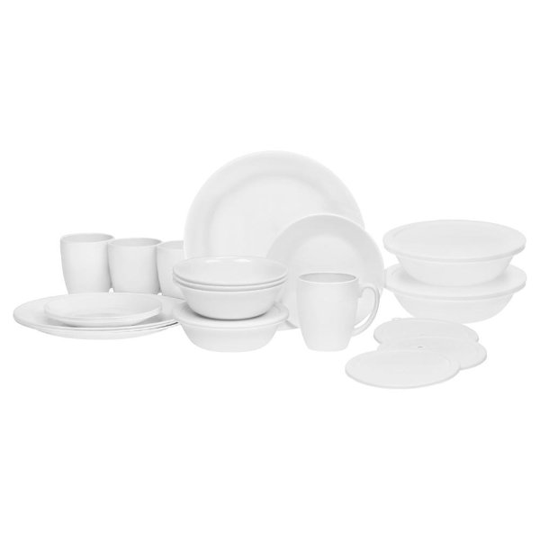 Classic 24-Piece Winter Frost White Dinnerware Set-1124781 - The Home Depot