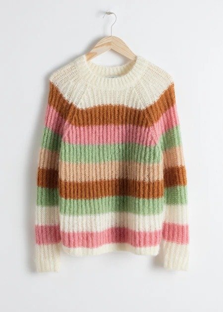 Pastel Striped Wool Blend Sweater