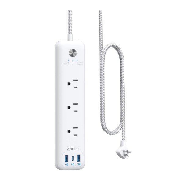 USB C Power Strip with Power Delivery,3 Outlets and 30W 3 USB (1 USB C, 2 USB A) Surge Protector