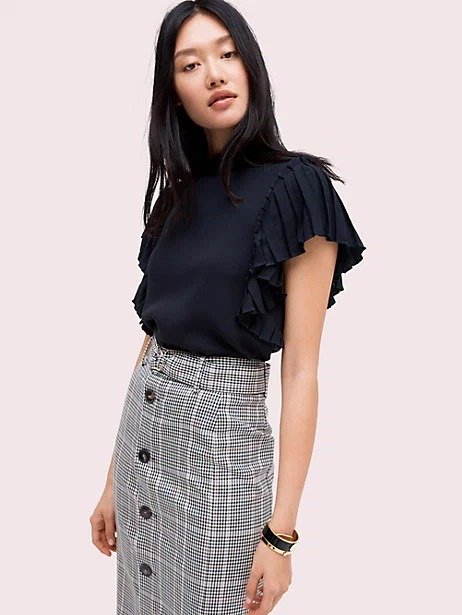 pleated crepe top