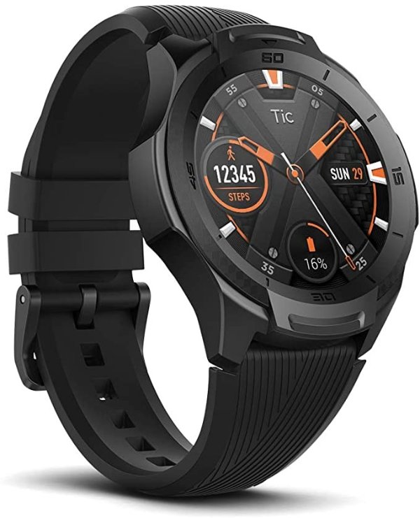 S2 Waterproof Smartwatch with Build-in GPS 24h Heart Rate Monitor Wear OS by Google Compatible with Android and iOS-Midnight