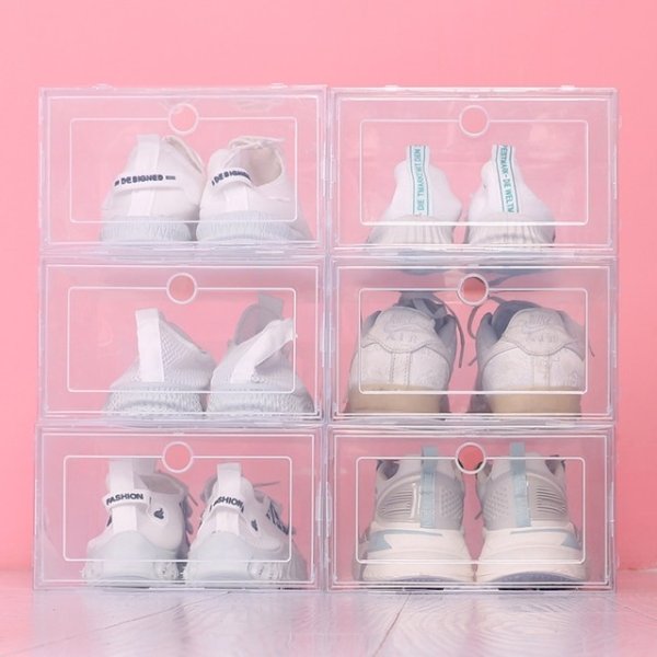 18.98US $ 20% OFF|6pcs/set Fold Plastic Shoes Case Thickened Transparent Drawer Case Plastic Shoe Boxes Stackable Box Shoe Organizer Shoebox - Storage Boxes & Bins - AliExpress