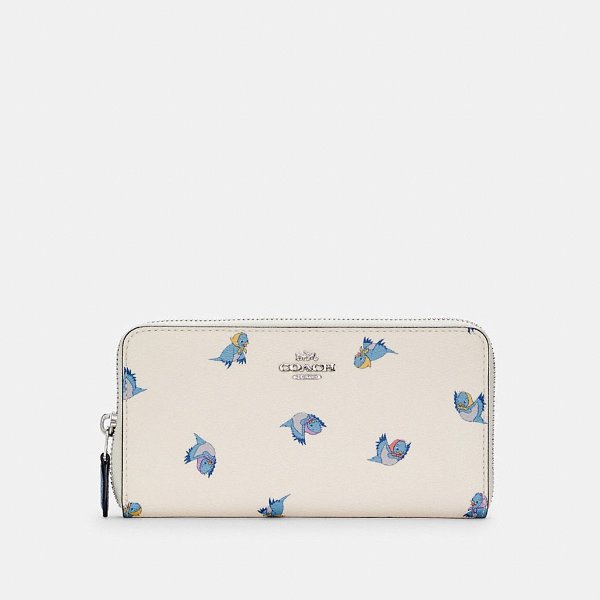 Disney X Coach Accordion Zip Wallet With Cinderella Flying Birds Print