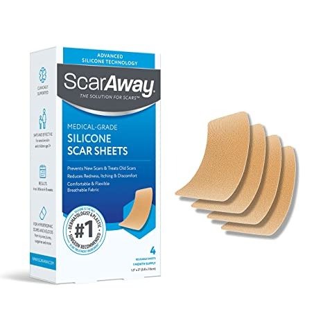 Advanced Skincare Silicone Scar Sheets, Medical Grade Silicone Strips, No 1 Recommended Treatment for Surgical, Burn, Body, Acne, Hypertrophic & Keloid Scar Treatment, 4 Tan Reusable Sheets