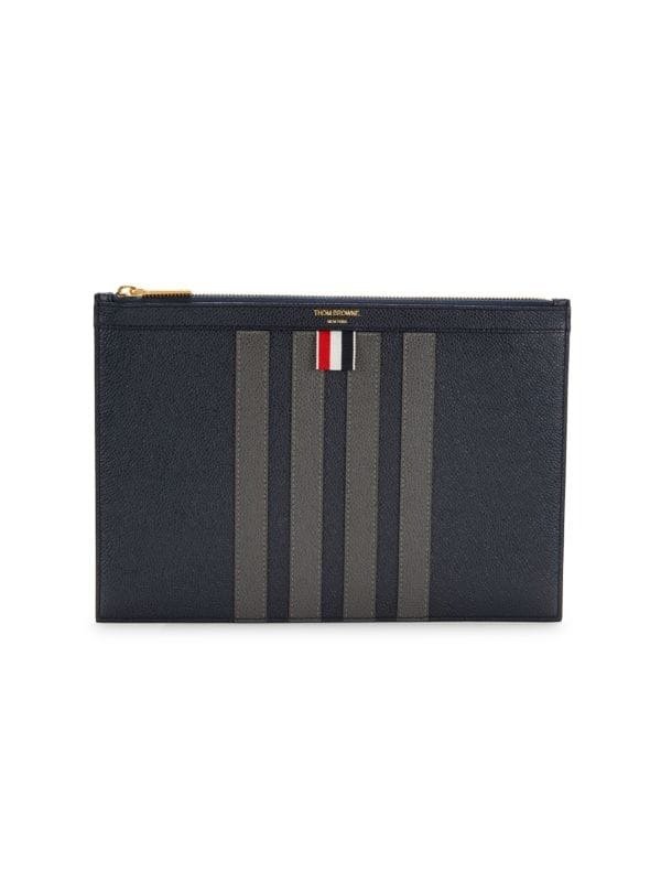 Striped Leather Pouch