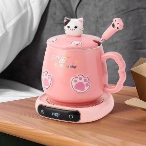 Bgbg Coffee Mug Warmer & Cute Cat Mug Set