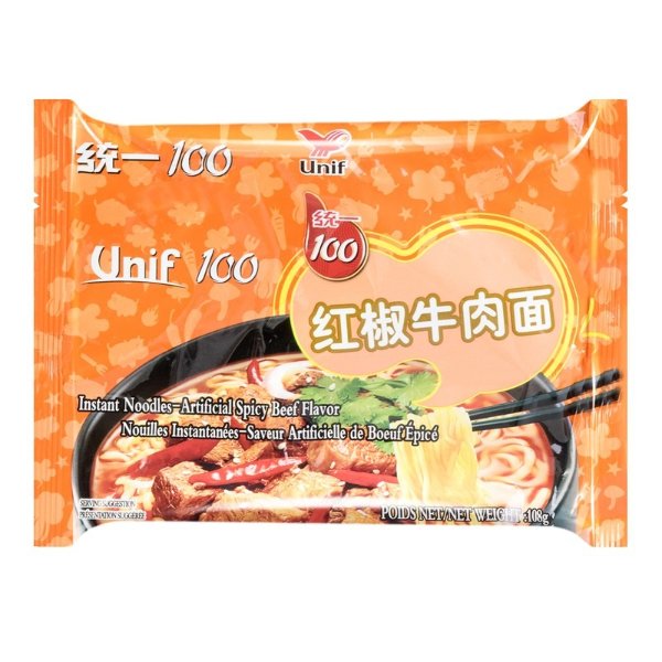 Unif 100 Spicy Beef Flavor Instant Noodles 108g