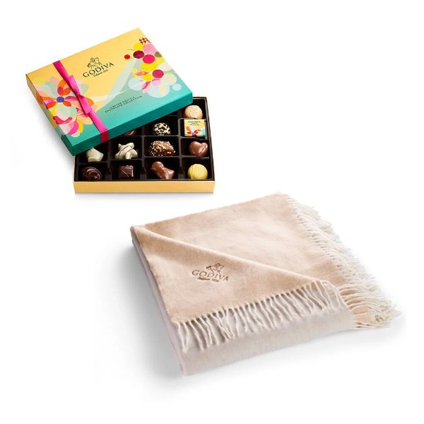 Throw with Spring Assorted Chocolate Gift Box, 16 pc.