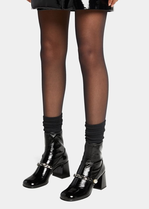 Patent Leather Chain Booties