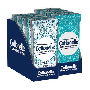 Cottonelle Flushable Wipes, 24 On-The-Go Travel Packs