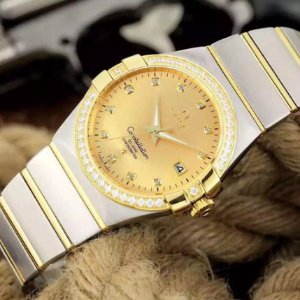 OMEGA Constellation Champagne Dial Steel and 18kt Yellow Gold Diamond Men's Watch 12325352058001