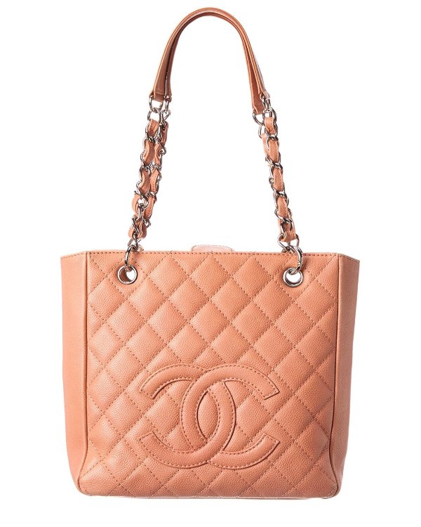 Pink Quilted Caviar Leather Petit Shopping Tote (Authentic Pre-Owned)