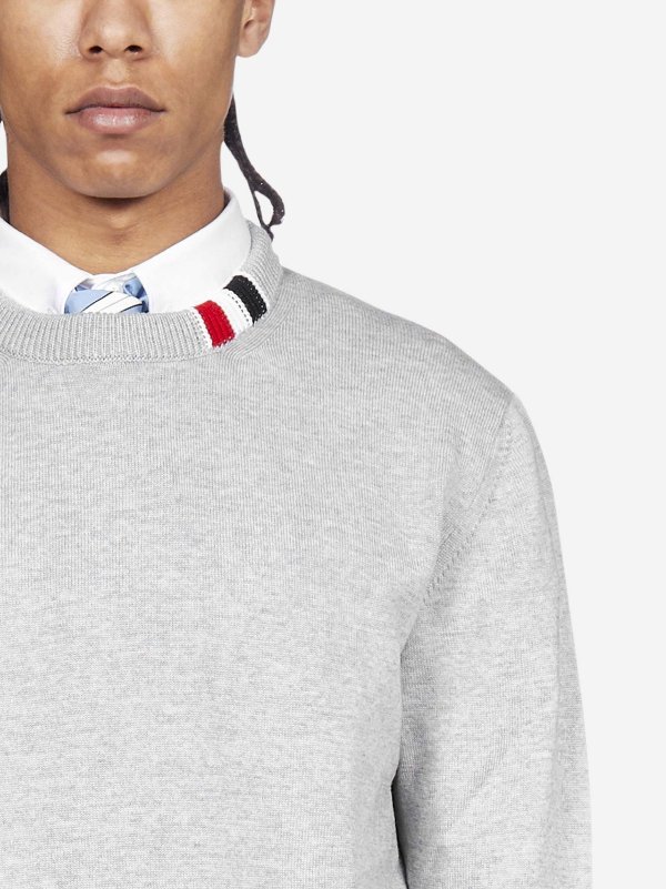 Tricolor-detail cotton sweater