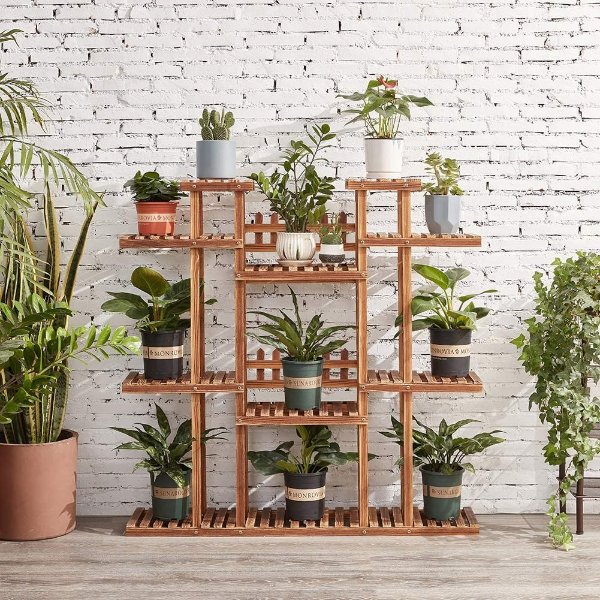 Homchwell 9-Tier Wooden Plant Stand