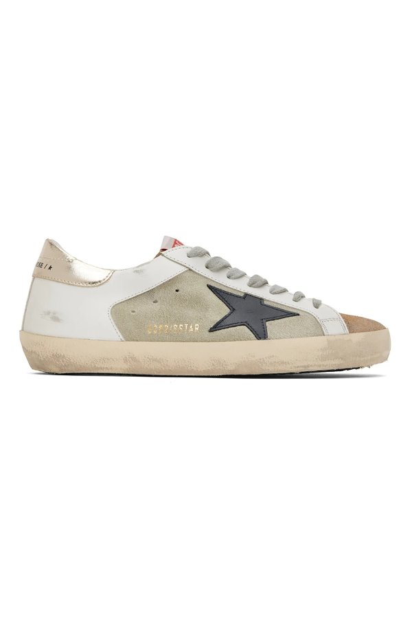 White & Green Super-Star Double Quarter Low-Top Sneakers