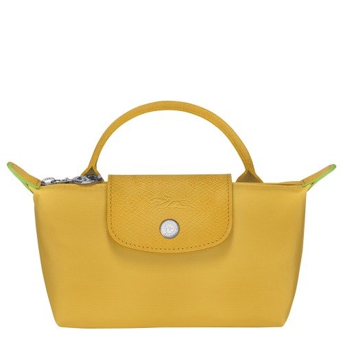 Le Pliage Green Pouch with handle - Yellow