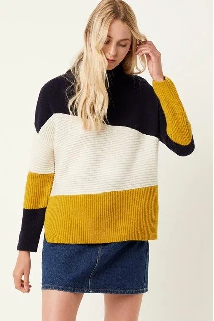 Patchwork Roll Neck Sweater