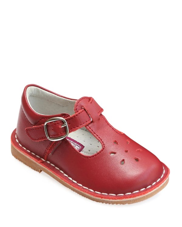 Girl's Joy Leather Cutout T-Strap Mary Jane, Baby/Toddler/Kids